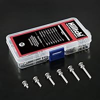 Vista 7 de Hilitchi Kit surtido de 300 piezas M2 Phillips de cabeza cacerola, tornillos de tuerca y cerradura de tuerca, arandelas planas, acero inoxidable 304
