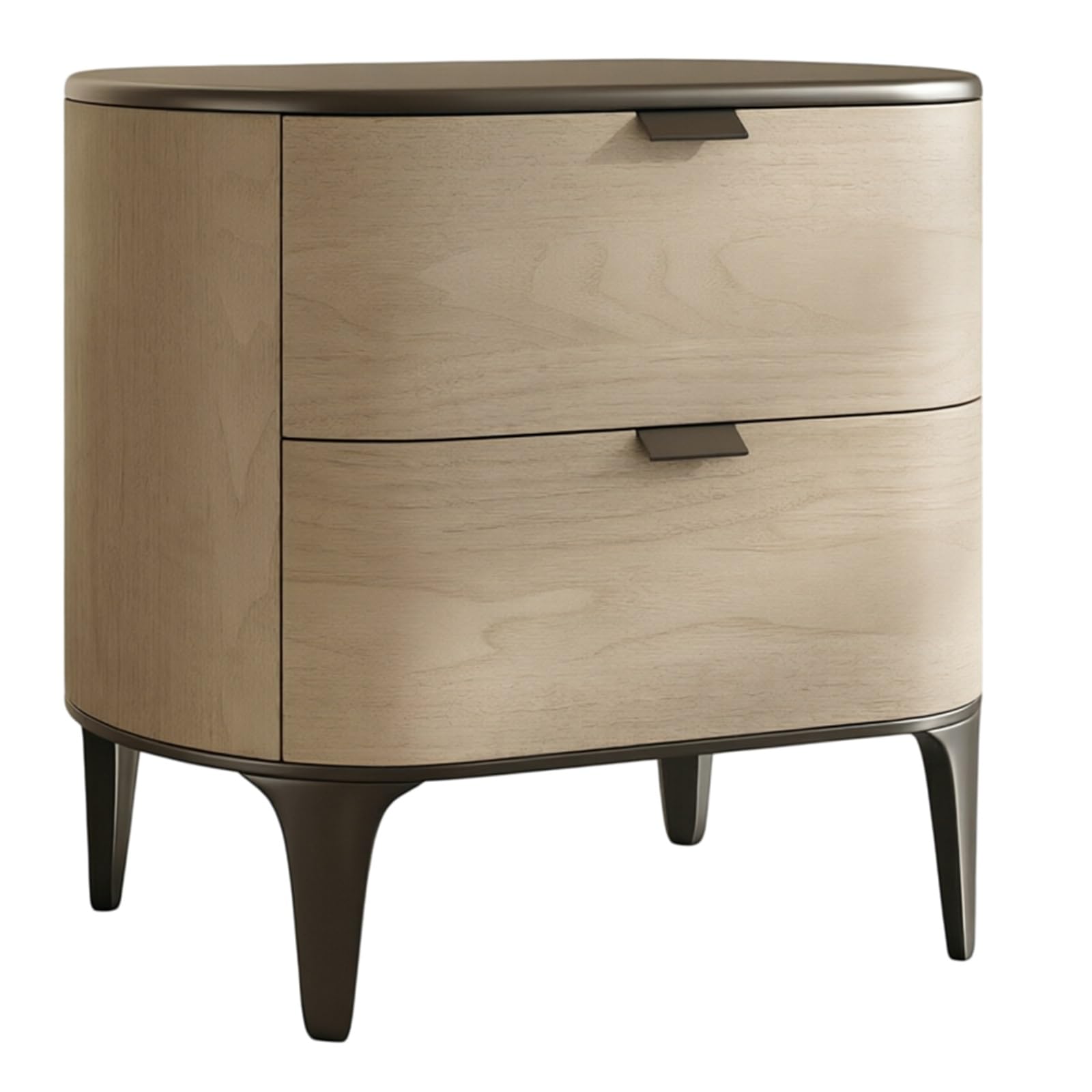guiling-1986 Bedside Table Two-Drawer Curved Storage Nightstand with Tapered Legs for Bedroom Living Room Nightstand(White,Large)