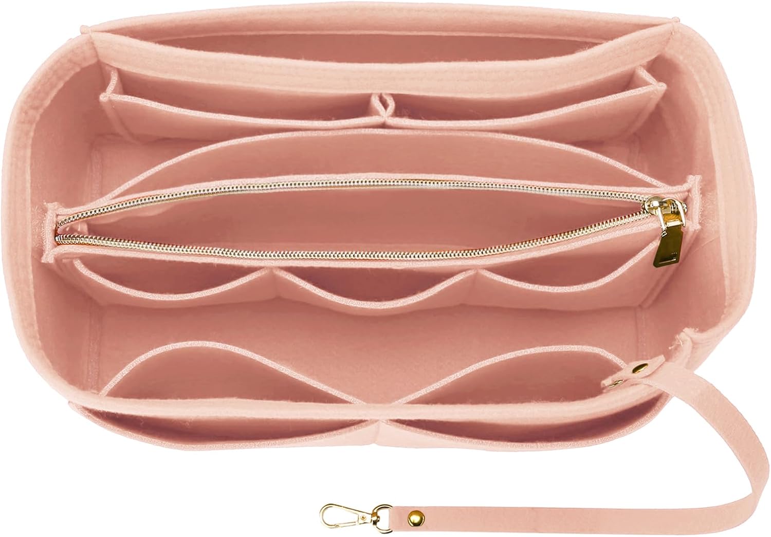 OPPOSHE Purse Organizer Insert for Handbags, Softened Felt Bag Insert Organizer for Tote, Compatible with LV, Coach, MK, Kate Spade, Goyard, Longchamp (Light Pink, Medium)