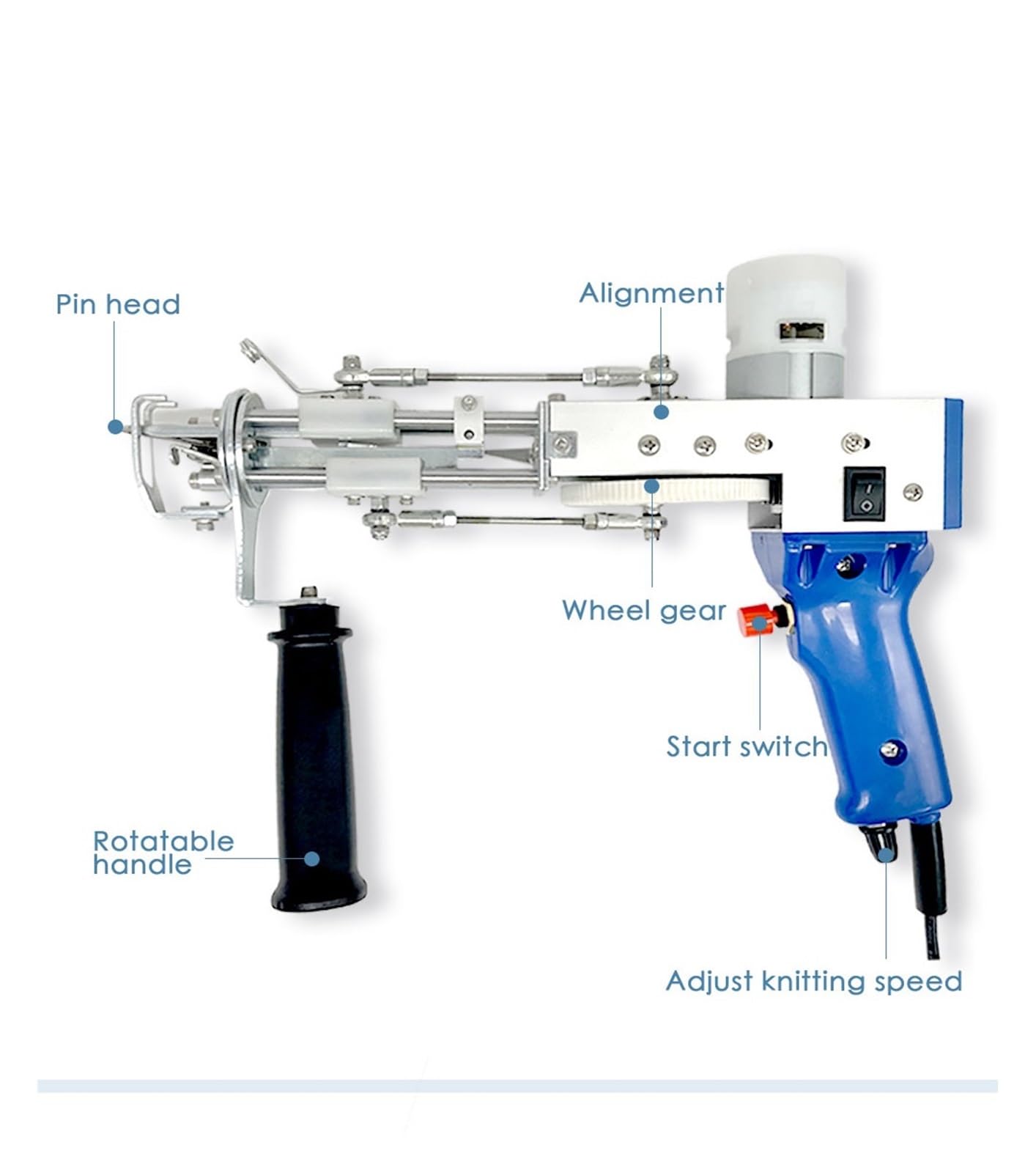 Pistolet do pikowania 2 w 1 zestaw Elektryczny pistolet do pikowania dywanów Elektryczny pistolet do pikowania Tapis Knitting Tufting Pistolet do tkania uciekających dywaników(Pink 2 in 1)
