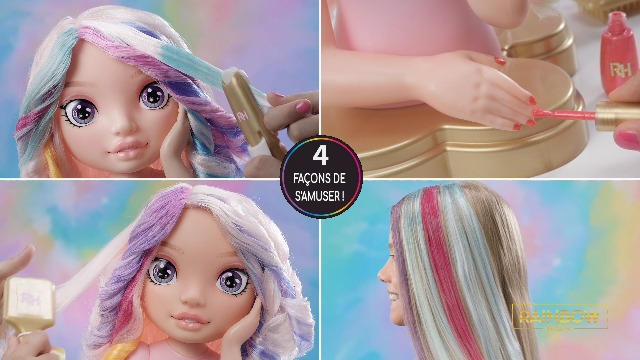 Rainbow High Styling Head Bella – Cabeza De Estilo De 33 Cm – Set 4 En 1 Con Cremas, Esmalte, Cepillo Y Herramienta Para Teñir – Para Niños De 4 A 12 Años
