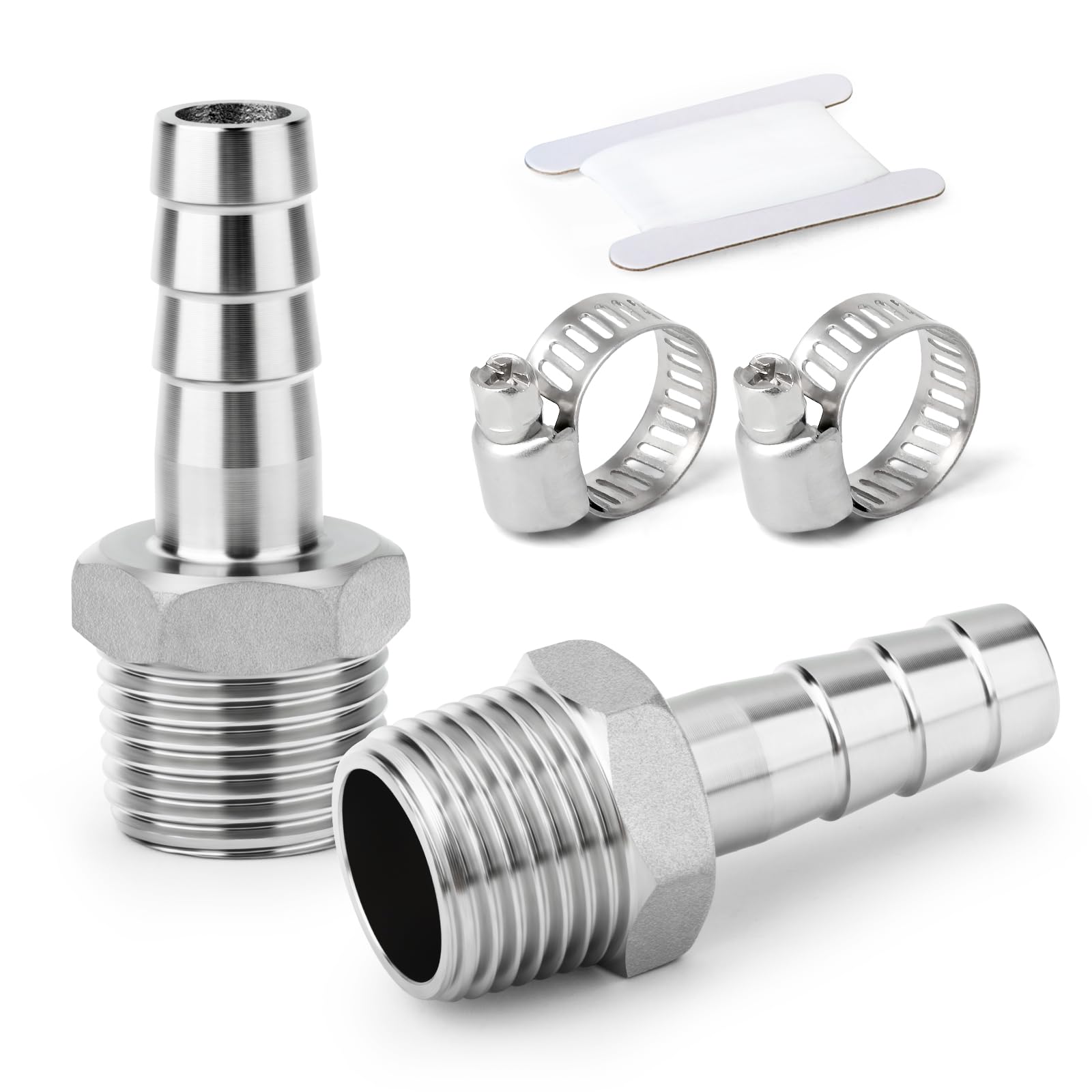 10 piezas de acero inoxidable 304 8 mm OD Barb a 1/2 "BSP barb de manguera macho, el agua de compresión de accesorios, industrial — view 13