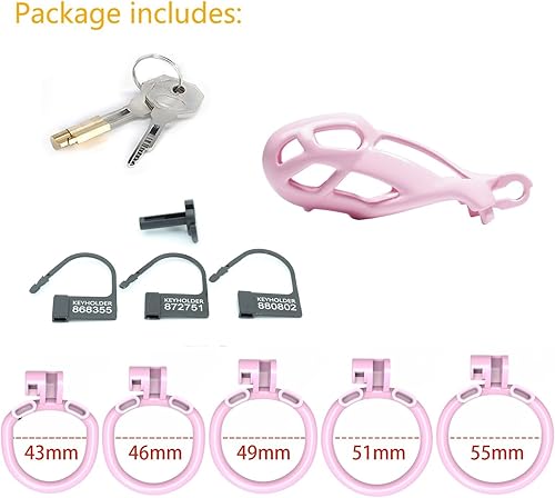 Miniatura 8 de Cobra - Jaula de castidad masculina con cerradura y 5 anillos de resina virginidad para hombres transpirable (compacto)