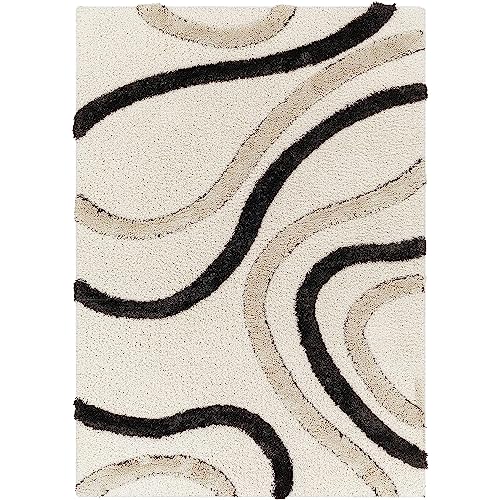 Image of Modern Quality Carpet /Trending Design Hand Woven Fluffy Rug /Mats for Bedroom /Dinning Hall /Living Room 2-inch Thick [Size 5x7 feet]