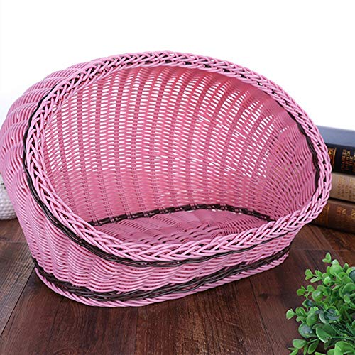 HUAHOO - Cama Nido para Mascotas, Perros, Gatos, cómoda, Lavable, Cubierta Moderna, para Perro, Gato, casa de ratán, Mascotas en Cesta de Domo
