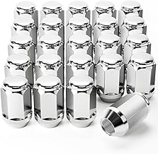 Orion Motor Tech 24-Piece 1/2-20 Lug Nuts Chrome with Hex Tuner, 1.4 inches Length with Cone Seat, Compatible with Jeep Grand Cherokee Wrangler Liberty, Ford Explorer Ranger Mustang, Dodge Dakota Dura