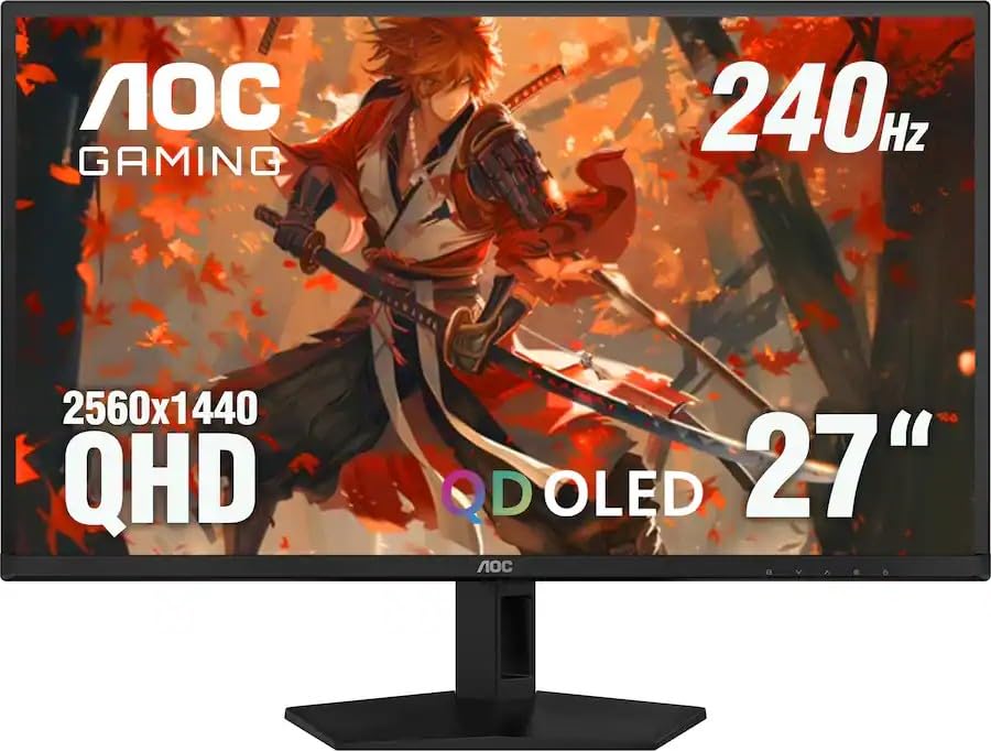 AOC - 27” Q27G41ZDF QD-OLED, QHD, 240hz, G-Sync Compatible, .03ms, Gaming Monitor - Black (Renewed)