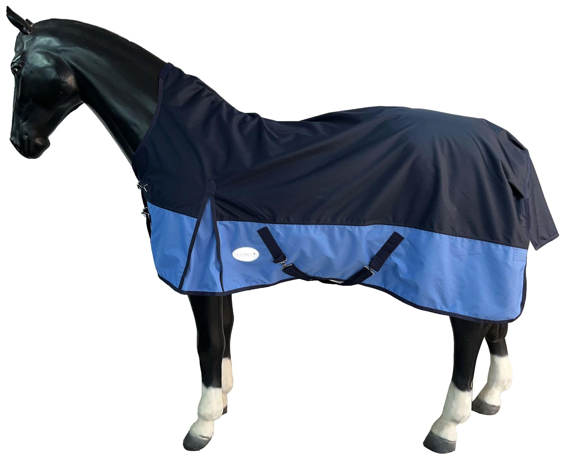 Equitack 600D Winterdecke Pferd, 125cm | 50g Highneck Regendecke Pferd | wasserdichte Outdoordecke Pferd | Navy/Blau