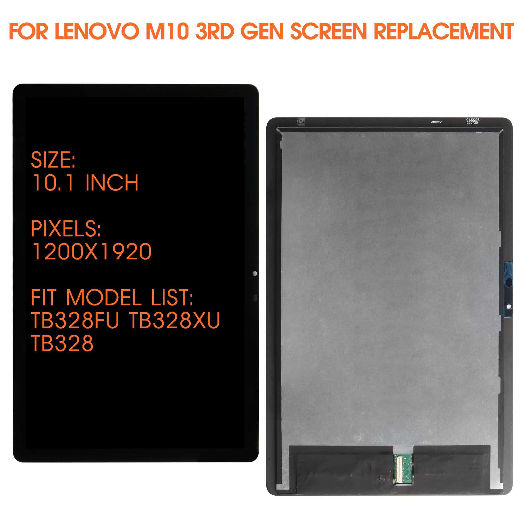 Display LCD per Lenovo Tab M10 3rd Generazione LCD Display per Lenovo Tab M10 TB328FU TB328XU TB328 10.1" Schermo di Ricambio Digitazer Touchscreen Assembly con Riparazione, Nero