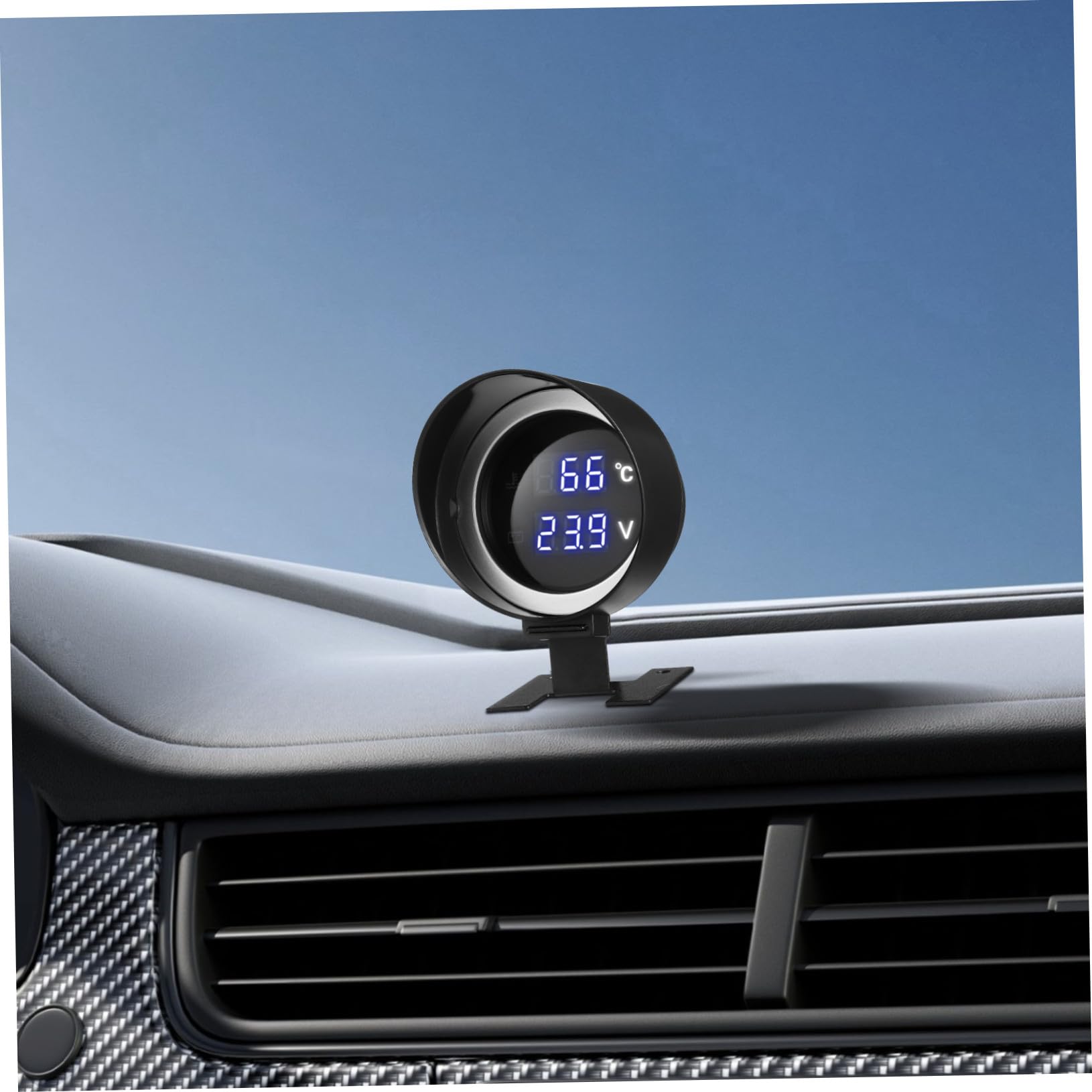 GANAZONO Manometro Digitale Acqua e Voltmetro per Auto e Camion con Display LED Rotondo Compatibile Veicoli Multiuso Monitoraggio Temperatura Motore e Tensione Batteria