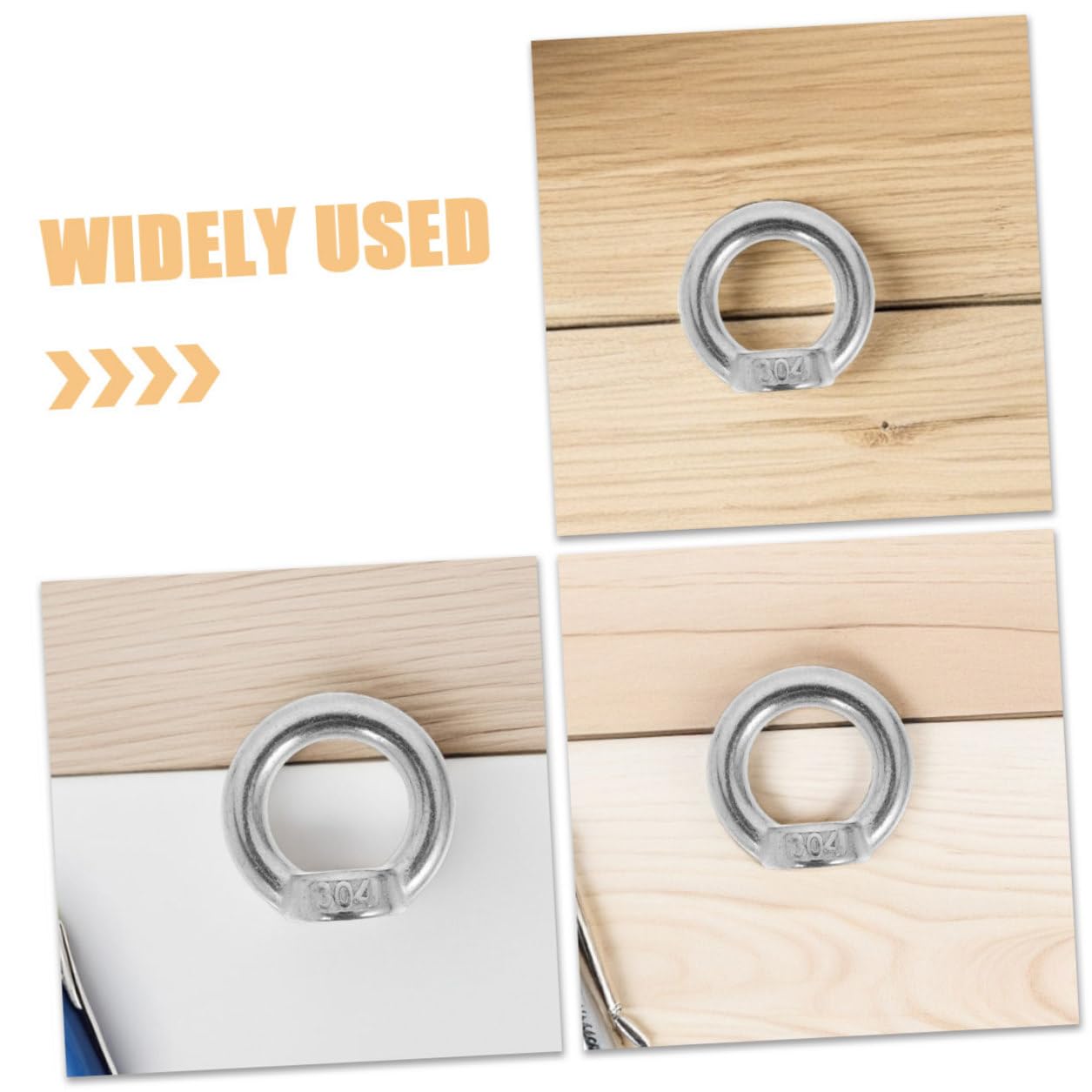 8pcs M8 Stainless Steel Eye Nuts Heavy Duty Threaded Nut for Lifting Marine Rigging Hoisting Hardware Fasteners
