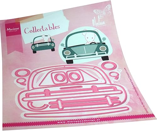Marianne Design Coleccionismo, coche de Marleen, diseños intrincados y detalles en relieve para manualidades de papel, rosa, talla única