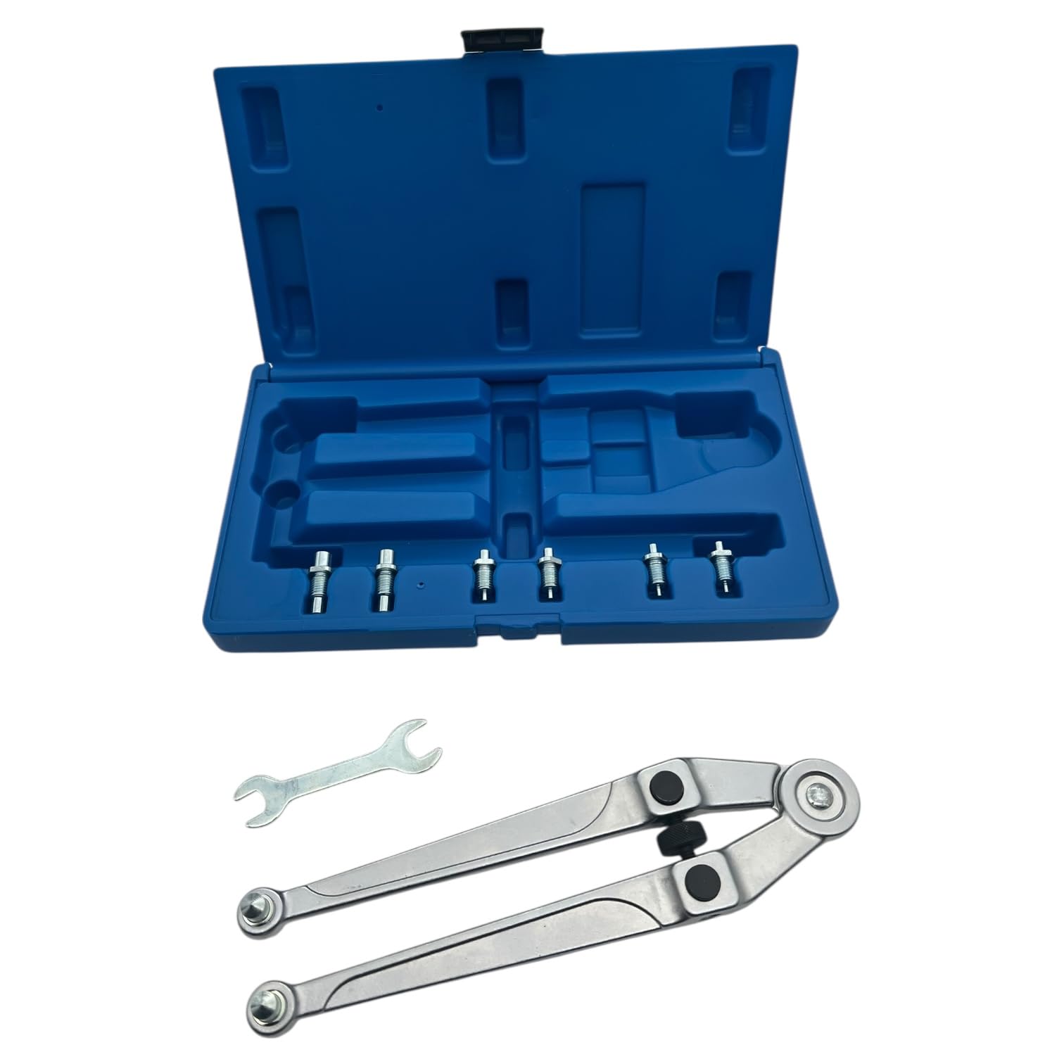 Alkan Stirnlochschlüssel Satz verstellbar Ø 2,5-9 mm CV-Stahl | Verstellbarer Zweilochmutterndreher mit 4 Zapfenpaaren, Ø 2,5-9 mm, für Zahnriemen, Montage & Feinmechanik