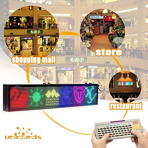 Leadleds 30X6-In Led Message Board Scrolling Multicolored Text Bmp Icon Hours For Business Home Office Sandwich Restaurant Beer Open - Fast Program By Remote #TOP4
