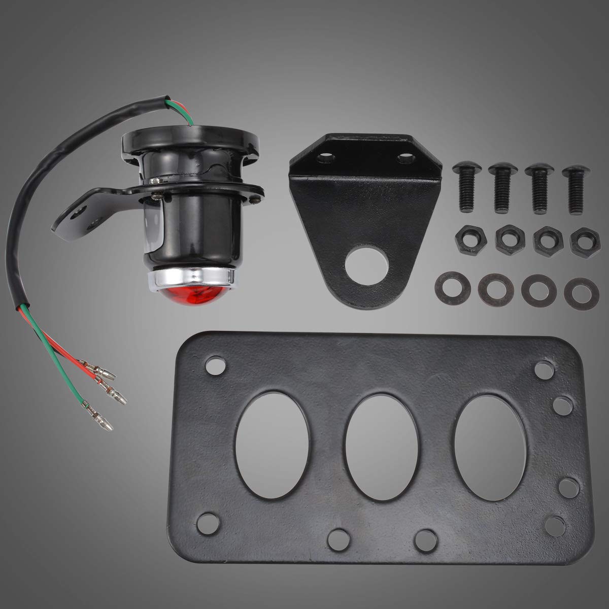 Fanale Posteriore Moto Nero - Luce Targa Universale Per Harley, Honda, Yamaha - Foto 6