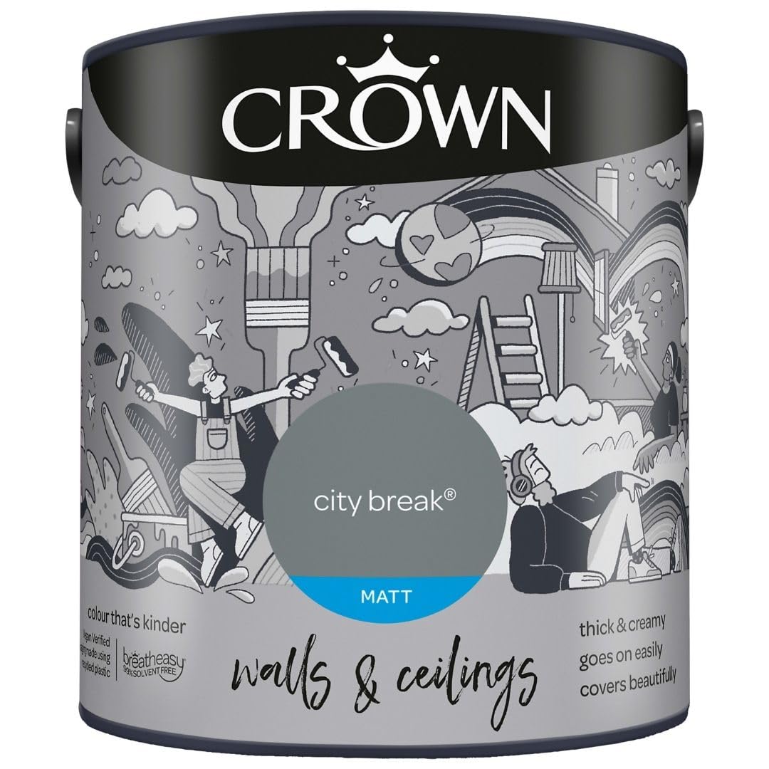 DRW City Break Matt Emulsion Paint 2.5L | Interior Wall and Ceiling Paint | Smooth Flat Matt Finish | Durable Everyday Room Paint for Living Room Bedroom Hallway and Dining Room