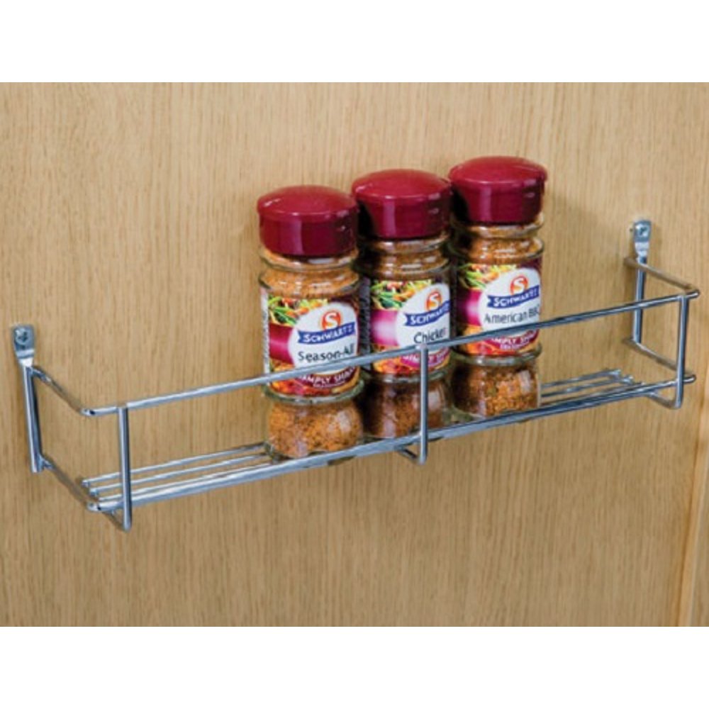 1 & 3 Tier Chrome Spice & Packet Rack Holder for Wall OR Kitchen CUPBOARDS (300mm Hole Centres, 1 Tier)