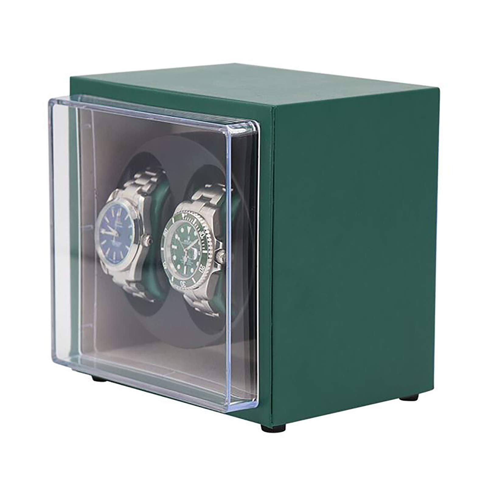 Vitrina de almacenamiento de reloj de cuero de PU de 2 posiciones Caja de cuerda de reloj mecánico automático de doble potencia Caja de cuerda de reloj portátil para el hogar (cuero de PU rojo) (cuer