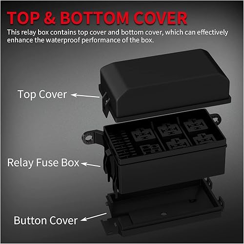 Miniatura 4 de NANZU Caja de relé de 12 V, 6 ranuras, bloque de relé de 6 vías, caja de fusibles ATC/ATO, bloque de fusibles con relé, kit impermeable universal
