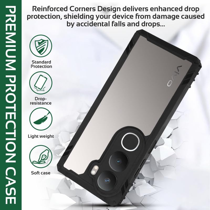 Image of AIBEX Crystal Clear Back Cover Case for Vivo Y300 5G | 360 Degree Protection | Shock Proof Design | Transparent Back Case for Vivo Y300 5G (PC & TPU,Bumper)