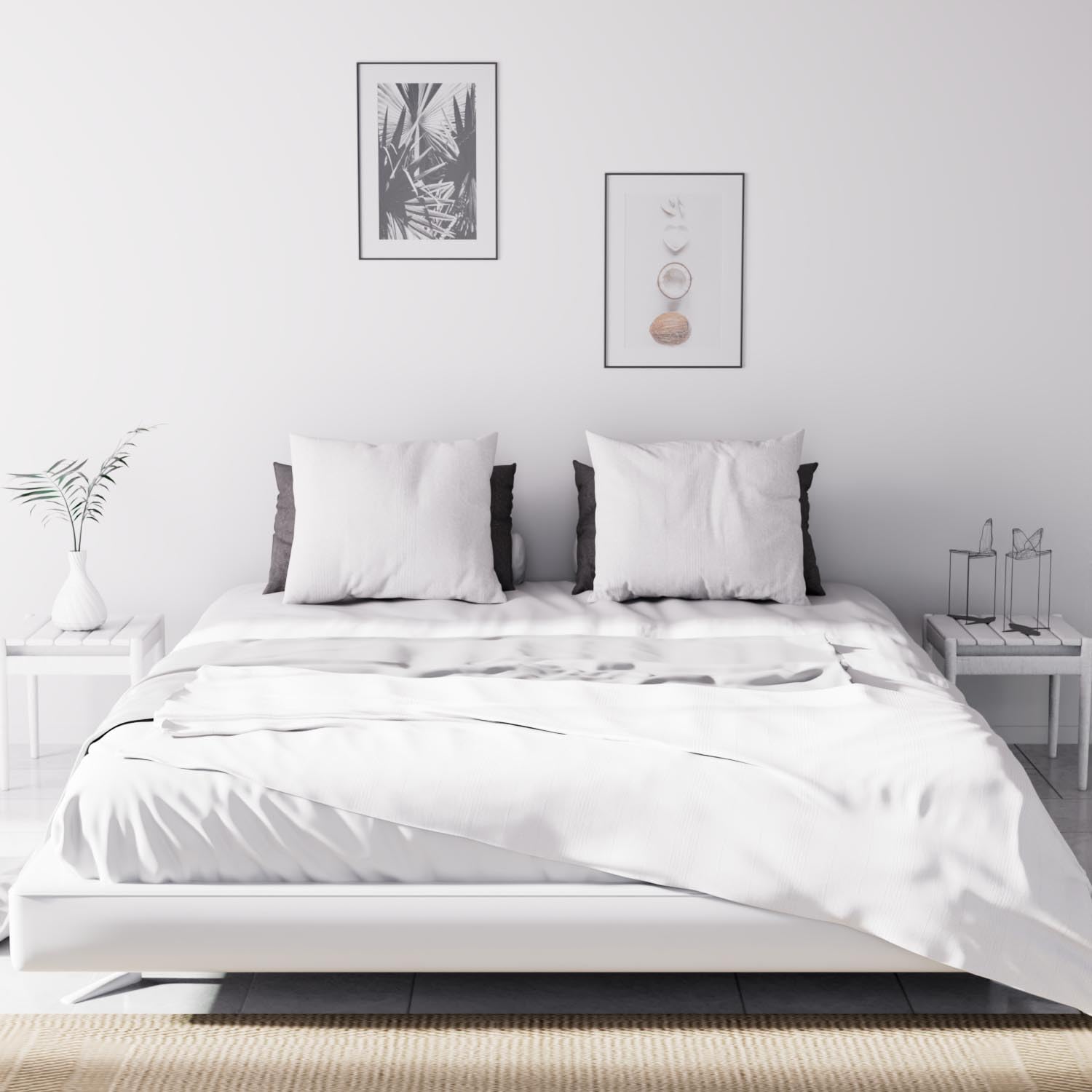 Soleil d'ocre, Adele, Copriletto, copridivano, Cotone, Bianco, 220x240 cm