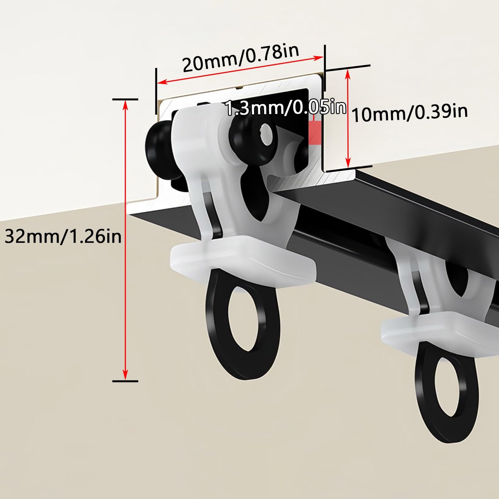 Tringle à rideau Encastré Avec Rouleau, Rail de plafond pour rideaux Caché, Rail de rideau Aluminium, Facile À Installer, pour Hôtel, Fenêtres, Chambre, Salon(Black,1m/3.28FT)