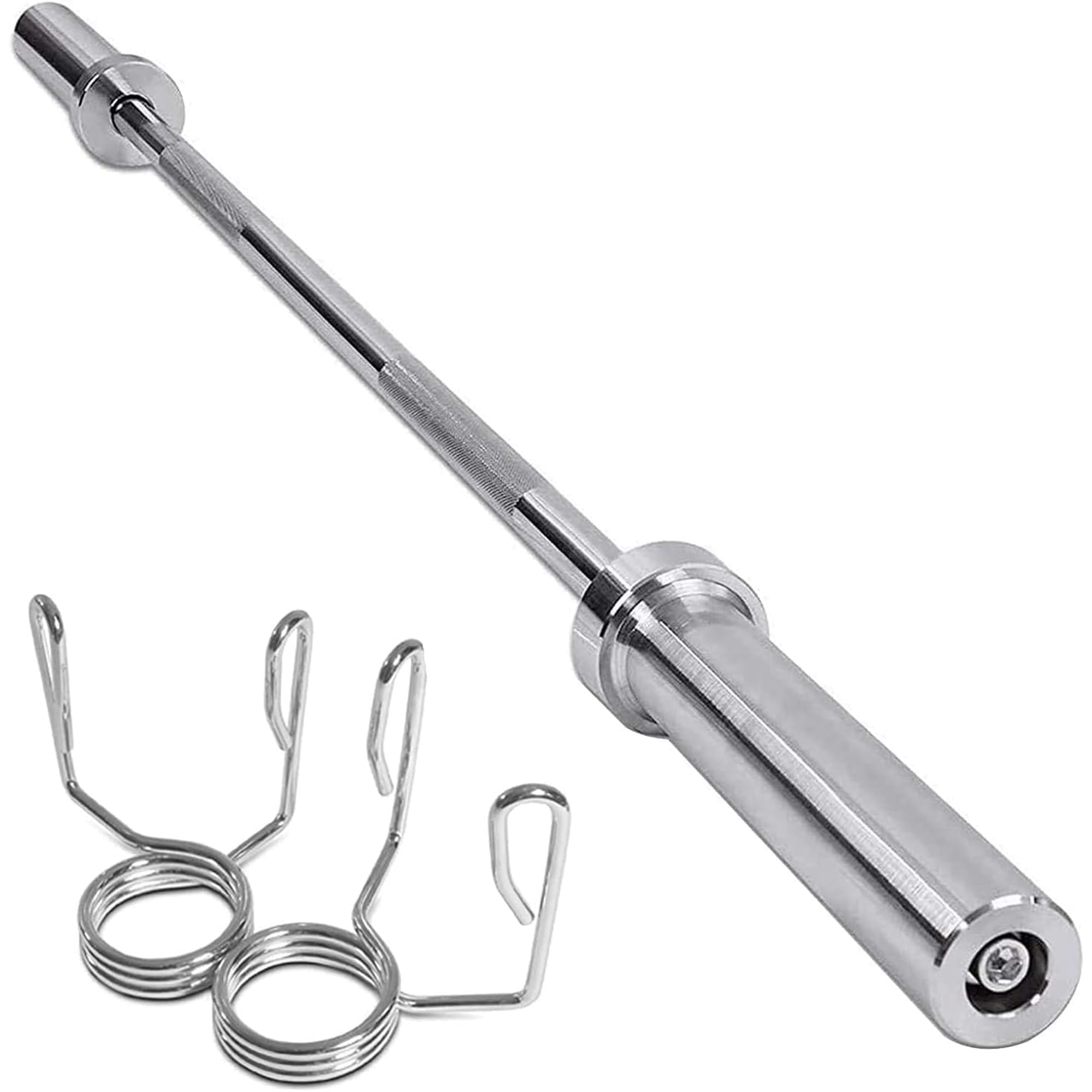 MAXSTRENGTH Olympic 5 cm sztanga ze sprężynowymi kołnierzami blokującymi idealna do podnoszenia ciężarów kulturystyki chrom męski trening fitness trening wytrzymały sprzęt do ćwiczeń