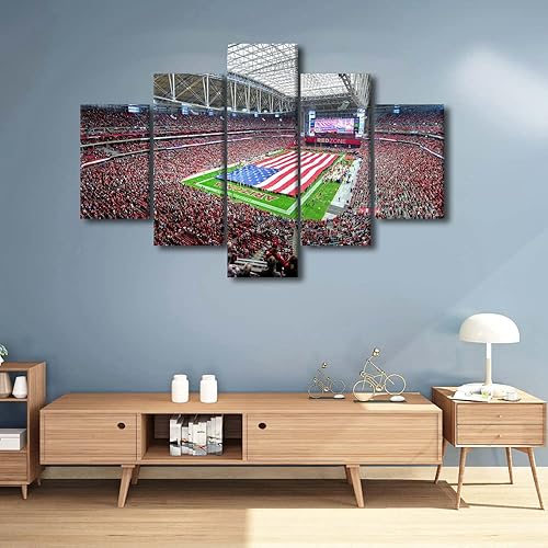 Vista 73 de Cuadros de estadios deportivos de fútbol americano de Minnesota, cuadros de vikingos, 5 paneles, lienzo para pared, arte de pared del estadio