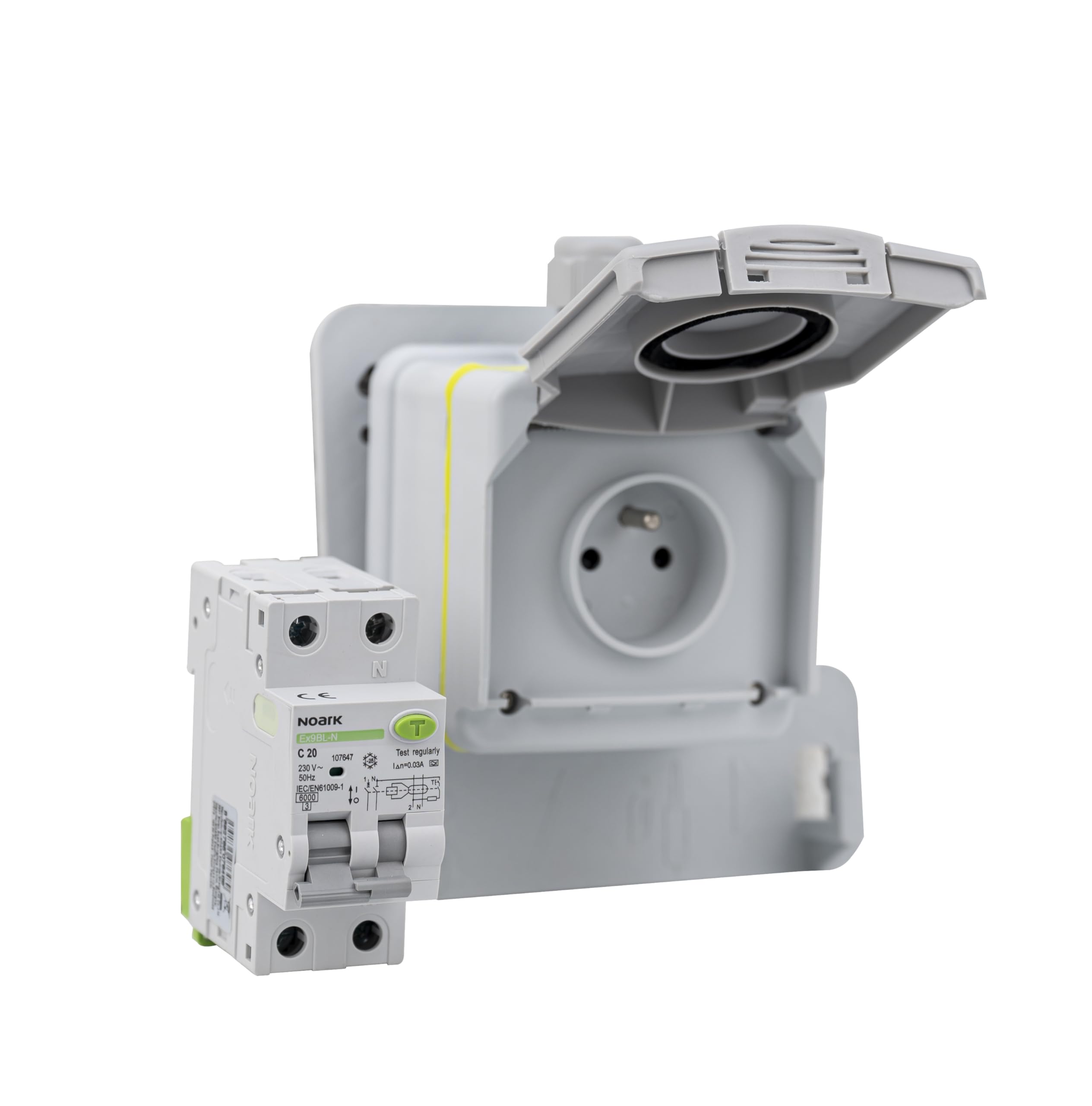 Stopcontact voor elektrische auto's met IP54 oplaadstopcontact, kleine verdeler en FI/LS-schakelaar, 16 A, voor EV-auto's, complete set met 5 m kabel 3 x 2,5 mm (set zonder digitale wisselstroommeter Stopcontact voor elektrische auto's met IP54 oplaadstopcontact, kleine verdeler en FI/LS-schakelaar, 16 A, voor EV-auto's, complete set met 5 m kabel 3 x 2,5 mm (set zonder digitale wisselstroommeter