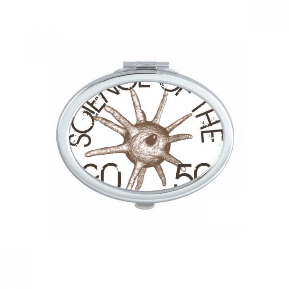 Miroir de maquillage portable ovale bleu science pour retouches nomades