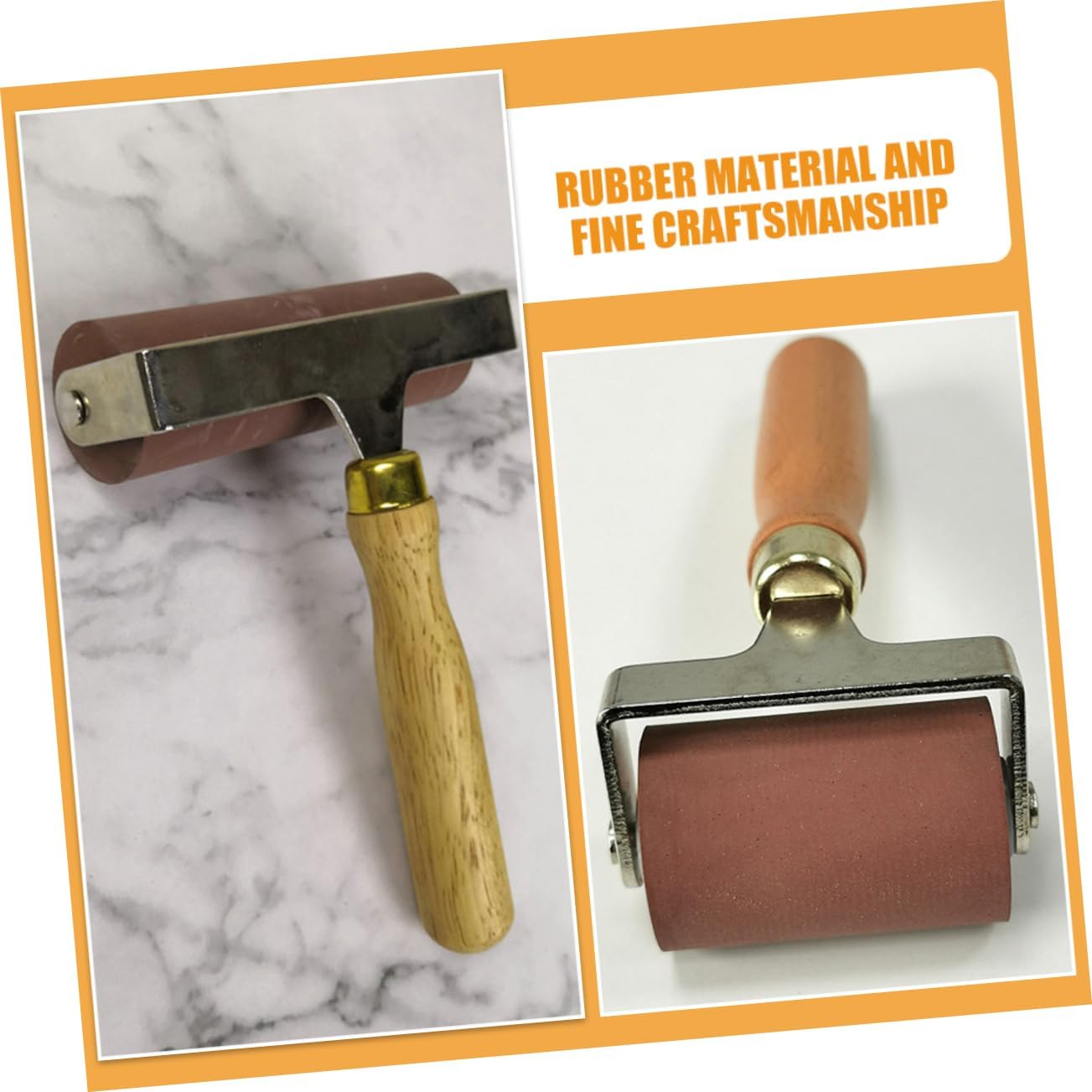 jojofuny Stainless Steel Wood Rubber Material Roller Printmaking Glue Roller Ink Stamping Brayers Easy to Grip