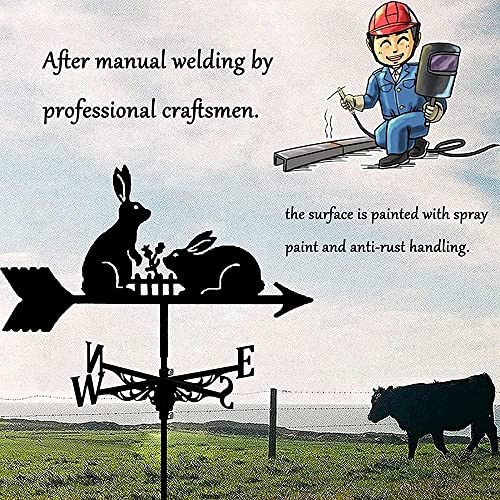 Amitva Weather Vane Hare, Weathervanes Metal Iron Retro Durable, Direction Indicator With Anti-Rust Coating, Garden Courtyard House Pavilion Fence Decoration,Rabbit #TOP2