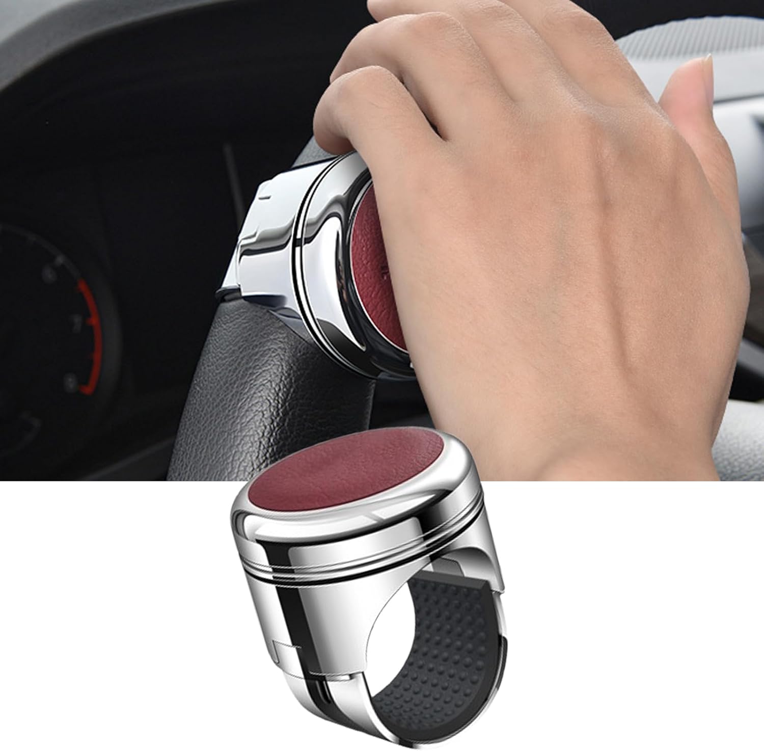 Car Steering Wheel Spinner Knob for Seat Arosa Exeo Toledo Altea Cordoba Exeo, Non-Slip Power Handle Steering Wheel Spinner, Steering Wheel Booster Knob for Effortless Driving, B Red