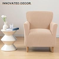 Vista 3 de Funda impermeable para silla decorativa con brazos, elástica de jacquard individual, funda de sofá suave tapizada para silla de club de lectura