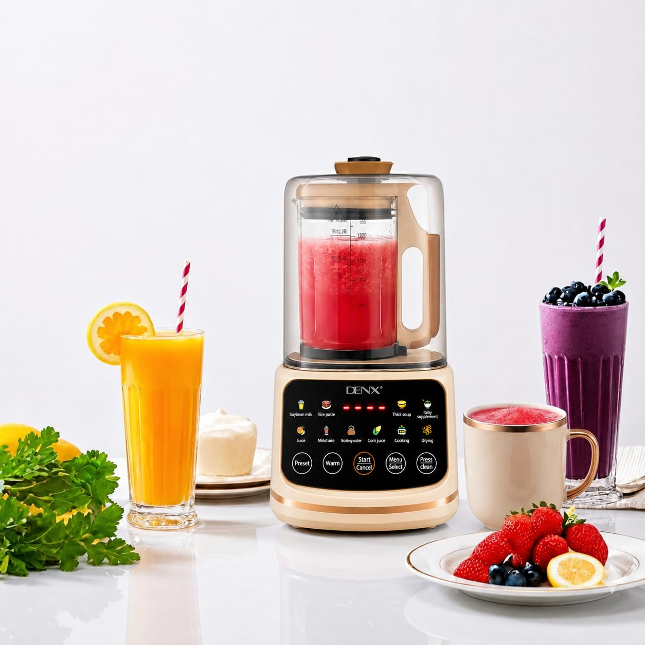 Hot & Cold Cooking Blender Baby Food Processor Homemade Baby Food Maker Soup Maker Soy & Nut Milk Maker Smoothie Mixer Ice Crusher Self-Cleaning Puree Maker Glass Jar Stainless Steel Blades-image-39