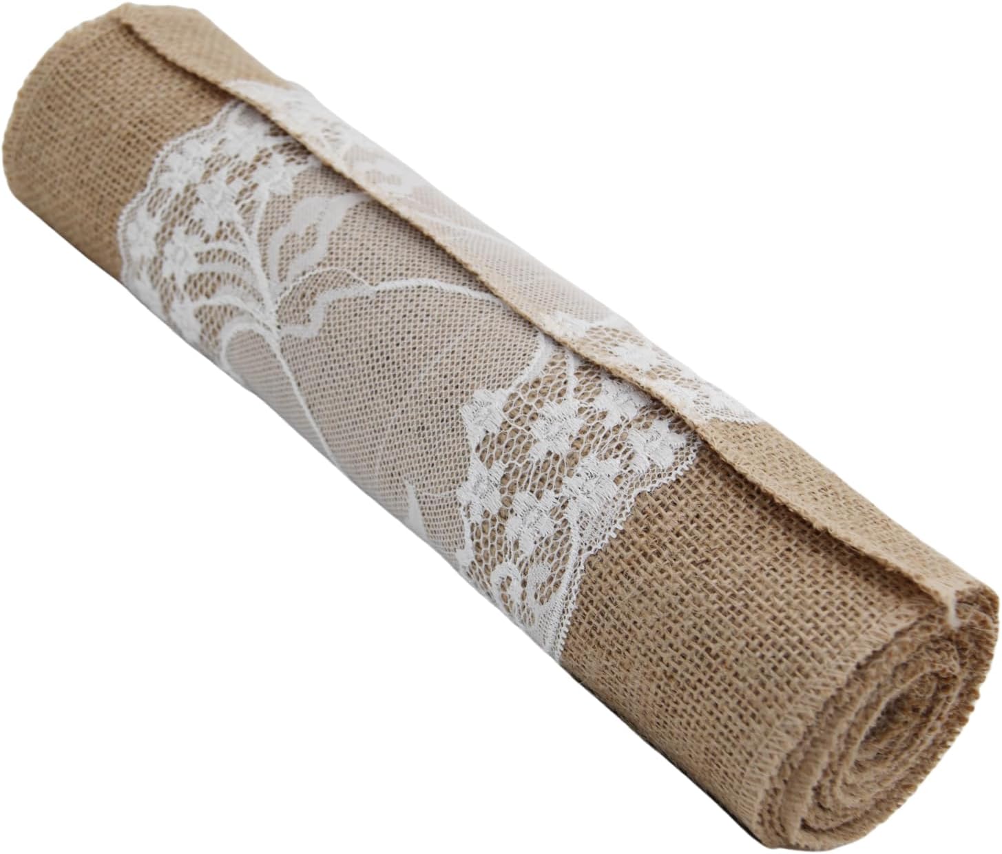 Table Runner with Lace White Jute Burlap Table Runner Natural Hessian Runner for Tables Wedding Party Festival Dining Table Home Decor (30x180cm) (4)
