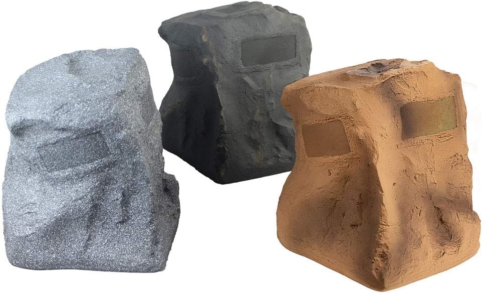 OSD 8" Brown Rock Speaker Pair – High-Fidelity Outdoor Sound with 100ft CL3-Rated Speaker Cable for Landscape, Gardens & Pathways