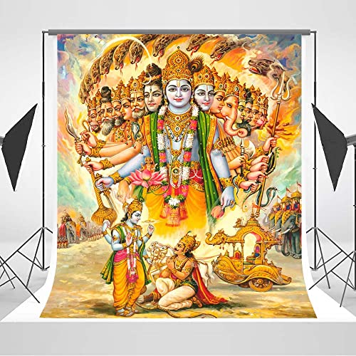 Smiler Indian Traditional Religious Art Lord Krishna Poster Backdrop 5X7 God Krishna Backdrop Tapestry Room Wall Decor #TOP1