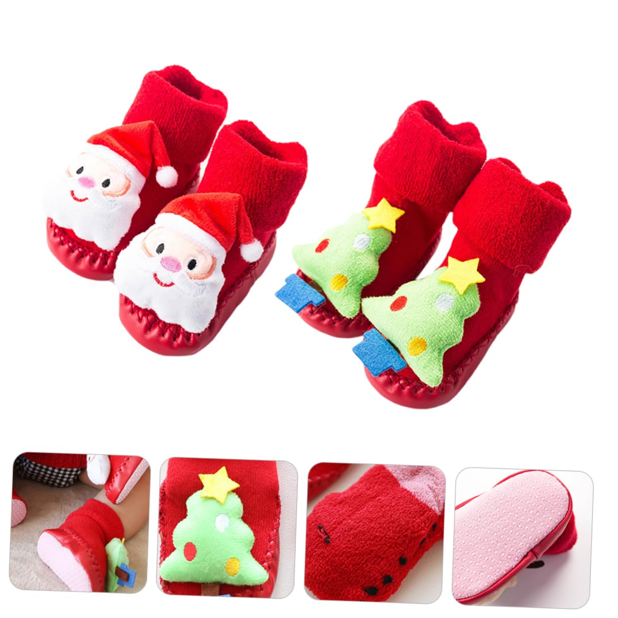 GALPADA Xmas Slippers Baby Socks Set Soft Non-slip Socks for Boys/girls Toddler Christmas Shoes