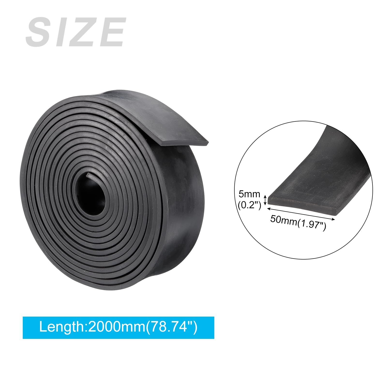 METALLIXITY Solid Rubber Strips (78.74" L x 1.97" W x 0.2" T) 1Pcs, Rubber Neoprene Sheet Rolls - Image 2
