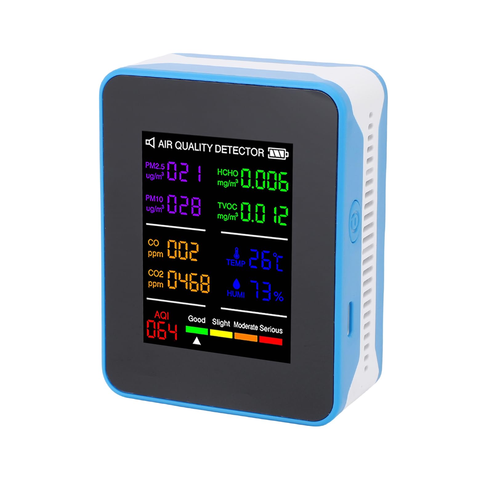 Fdit Monitor della qualità dell'Aria Tester per Interni 10 in 1 CO2/TVOC/HCHO per Funzionamento Tramite App con Display TFT per Ufficio Domestico (#1)