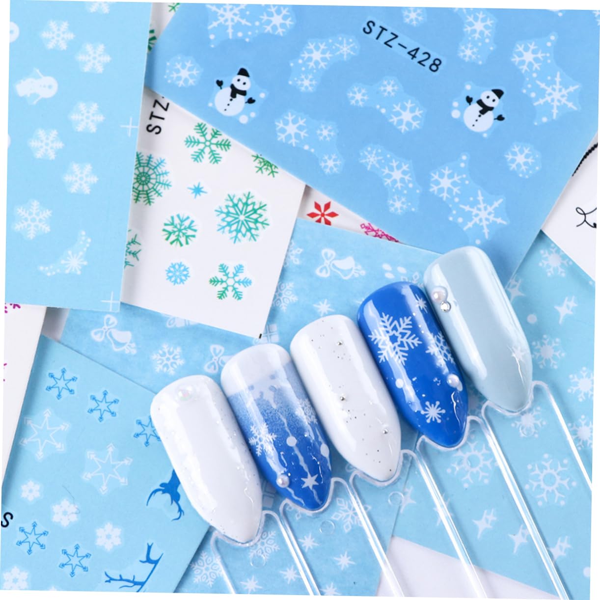 Healvian 60pezzi Adesivi Unghie Natale Con Motivo Fiocchi Di Stickers Per Nail Art Festivi Accessori Per Manicure Creativi e Facili Da Applicare