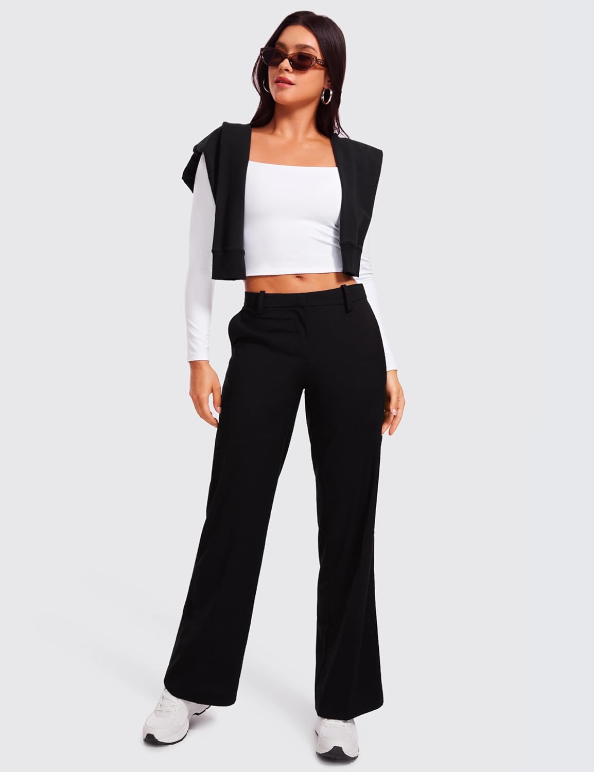 CRZ YOGA Womens Butterluxe Double Lined Long Sleeve Crop Top Square Neck Workout Athletic Casual Cropped Fitted Basic Shirts - Image 4