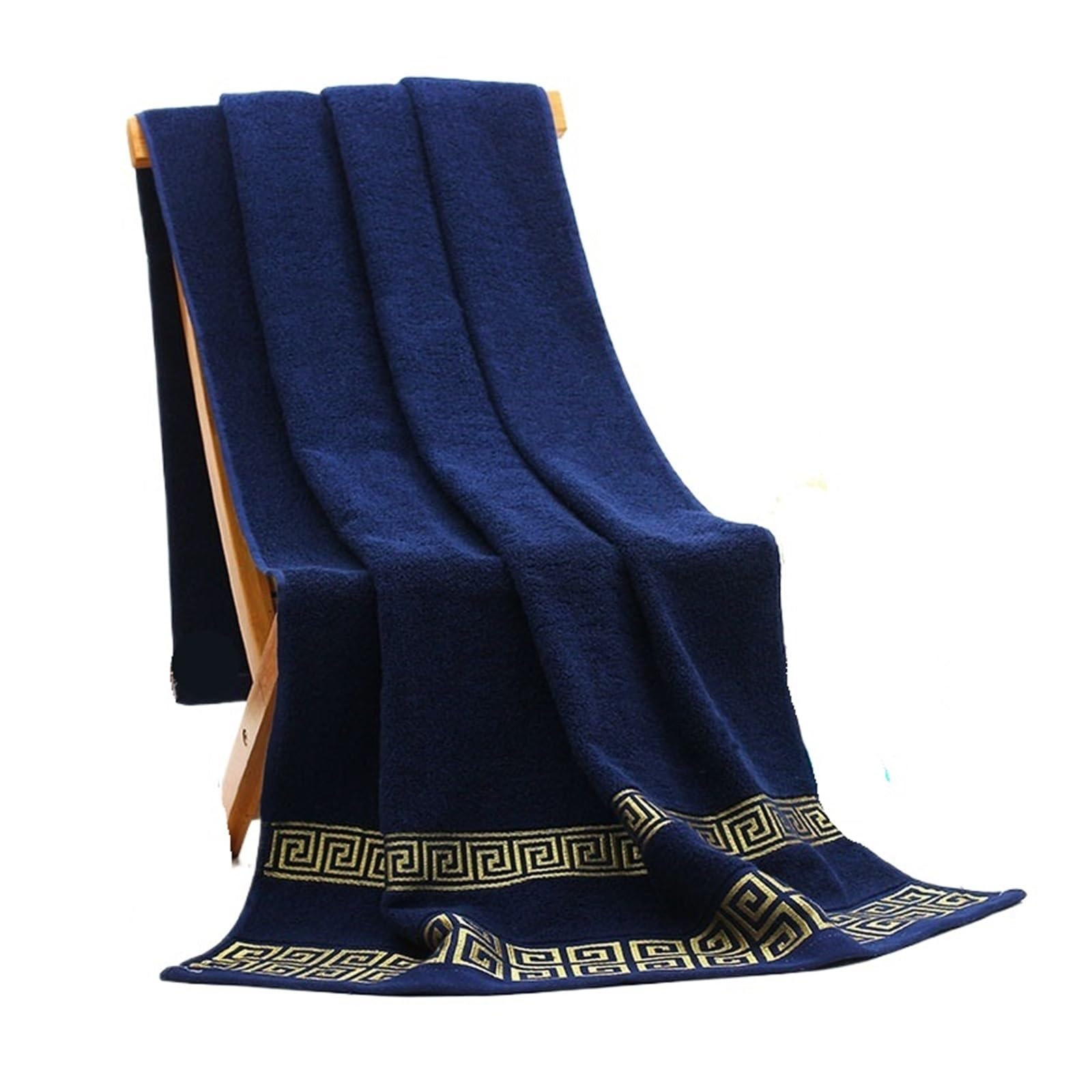 Toalla de algodón premium azul marino de alta absorción para baño