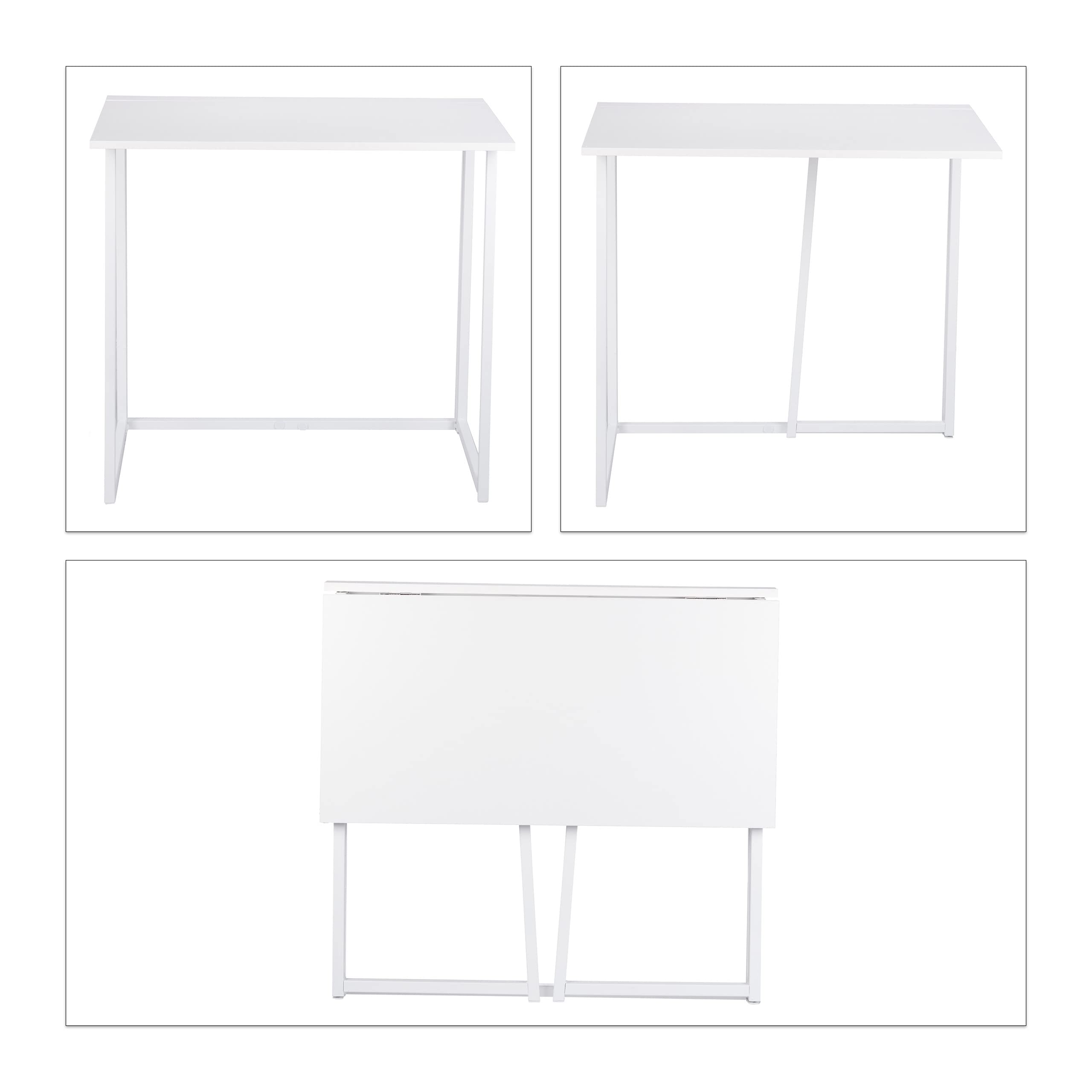 relaxdays Scrivania Ufficio Salvaspazio, Tavolo richiudibile Cameretta, 74,5x80x45cm,Bianco, 5 x 80 x 45 cm