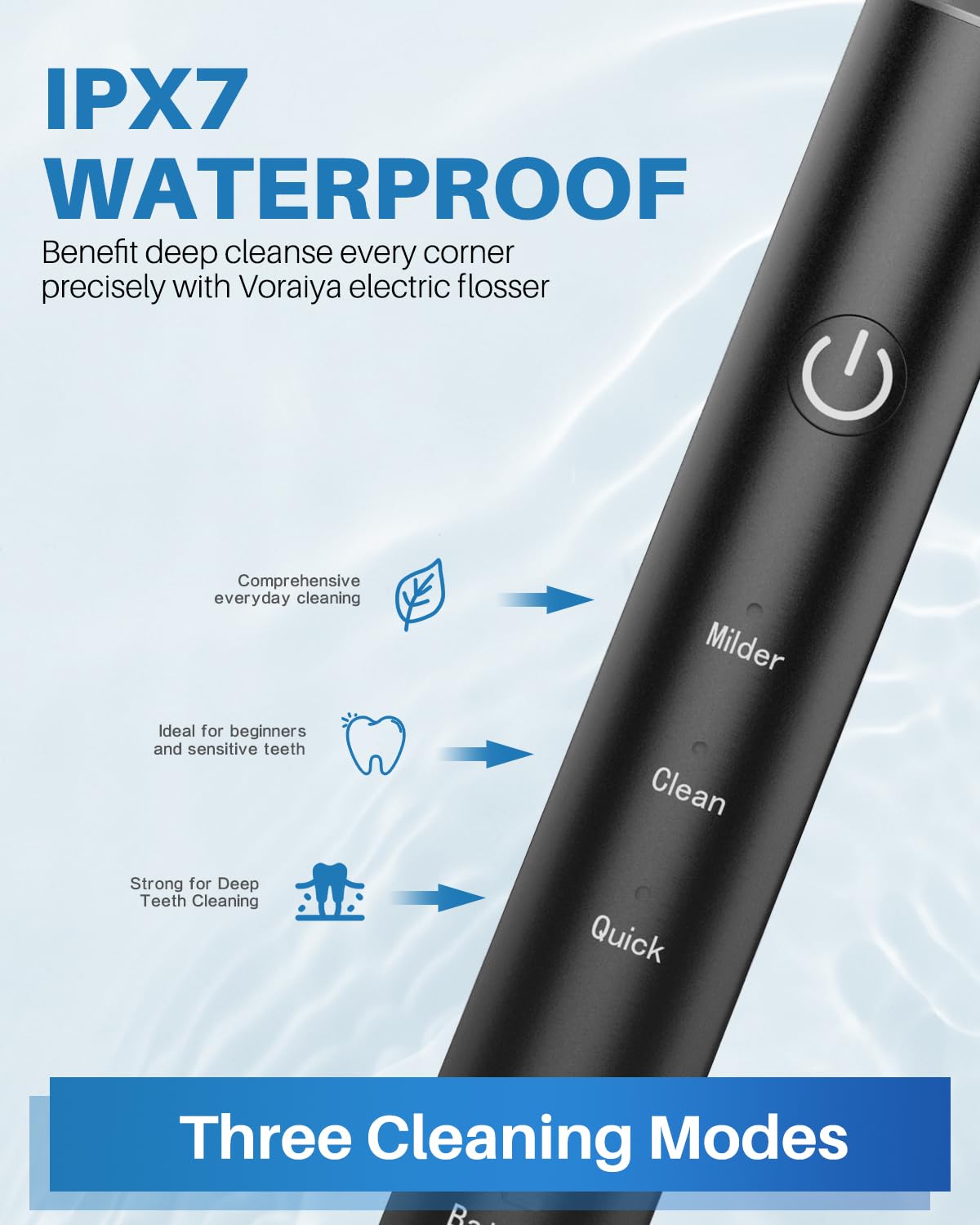 Voraiya Hilo dental eléctrico para dientes, reutilizable, con 50 cabezales de repuesto, recomendado por dentistas, alternativa al irrigador dental de agua, púas de hilo dental recargables para adultos