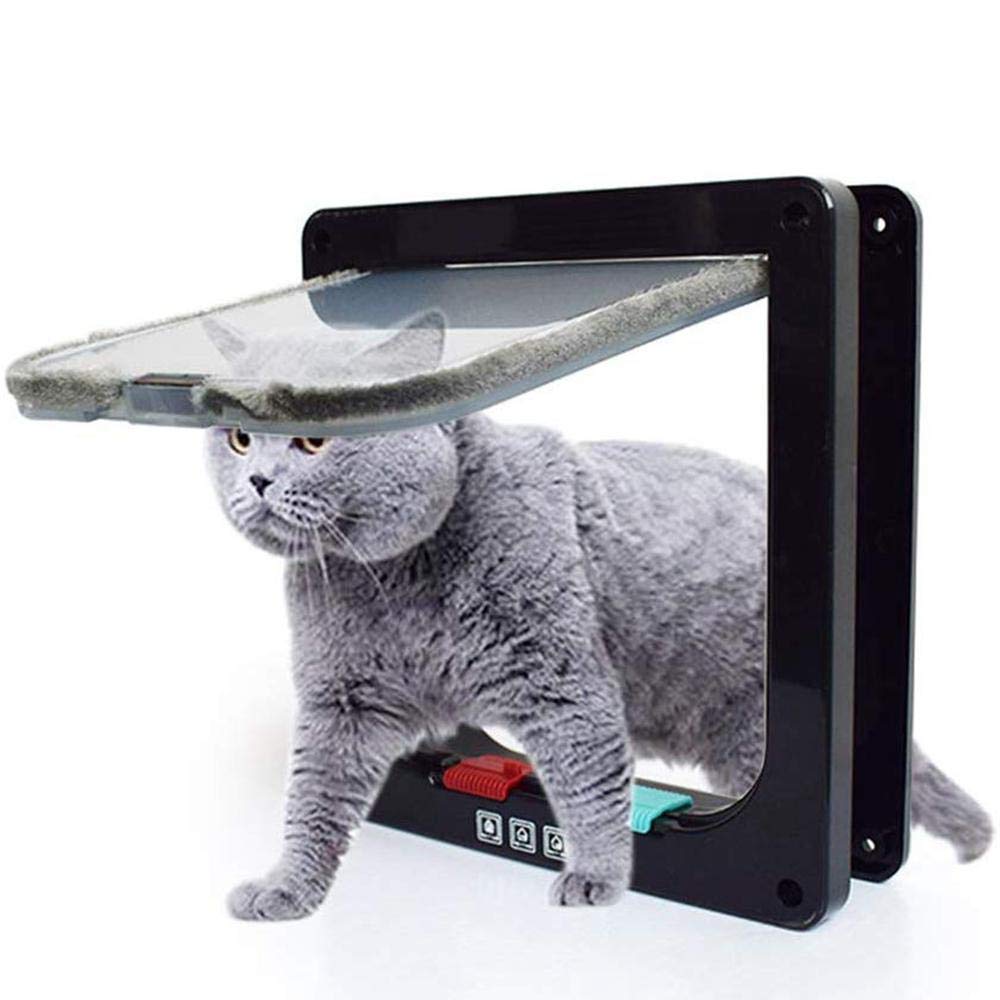 Perfuw 4-Way Lockable Cat/Dog/Pet Door, Easy Fitting Door Flap With Adjustive Thickness, Convenient Pet Door Kit For Cats And Small Dogs, 2019 Newest