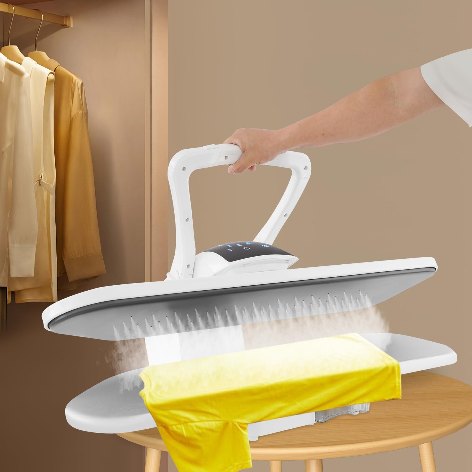Pressa da stiro a vapore intelligente da 36 pollici, pressa da stiro professionale da 2200W con regolazione della temperatura LCD touch, grande pressa da stiro a vapore per uso domestico e negozi di