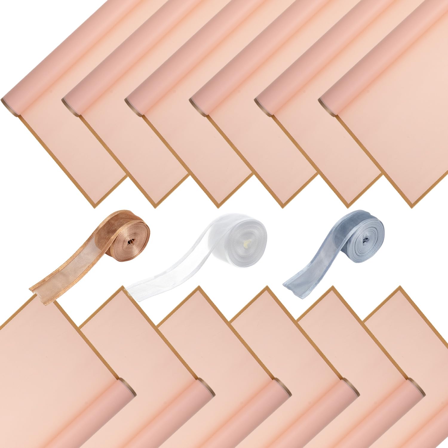 eageus 60 Sheets Floral Wrapping Paper, Waterproof Flowers Bouquet Packaging Paper with Gold Border Double Sided, Florist Packaging Supplies for Birthday Wedding Graduation(Rose Pink)