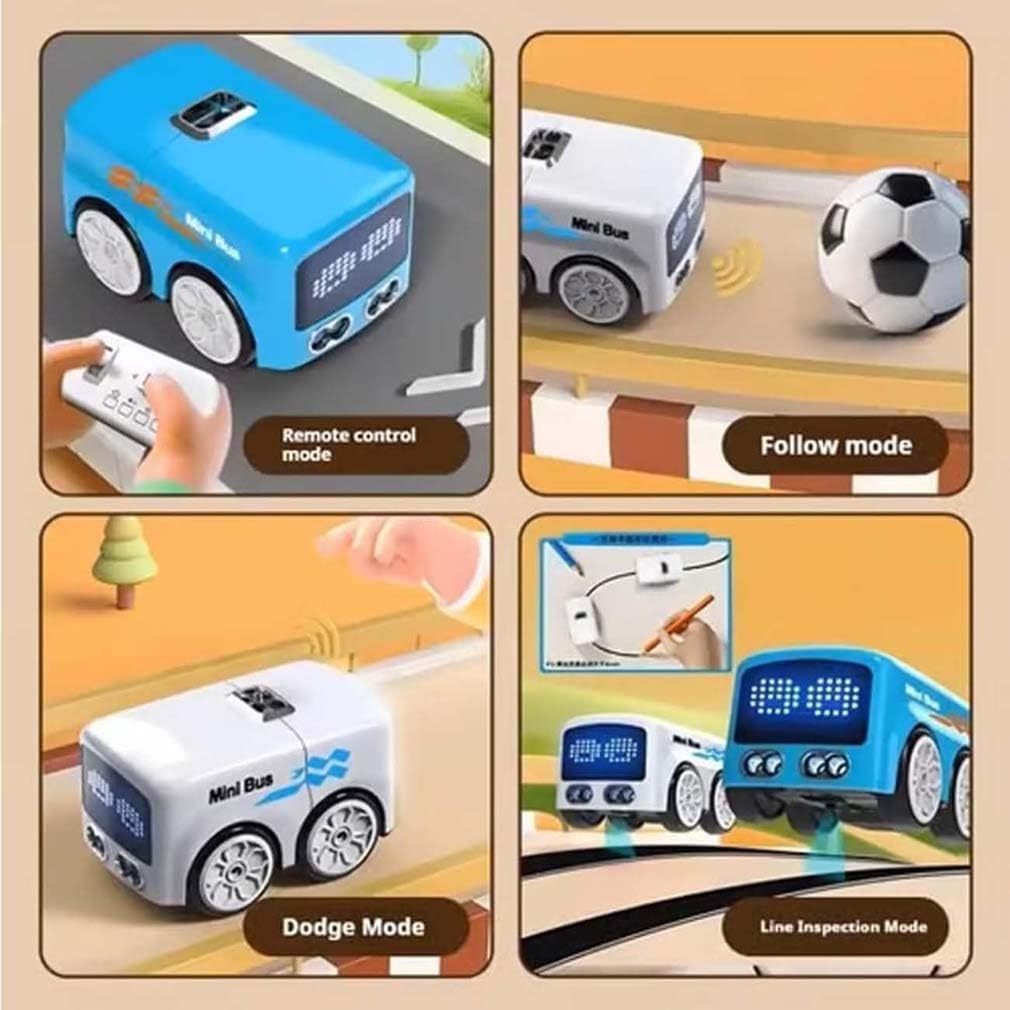 Magic Mini Rc Bus, 2026 Verbessertes RC-Fernsteuerungs-Sensor-Auto mit Gestensteuerung, automatischer Ausweichfunktion für Fahrzeuge,Patrouillenlinien-Fahrspielzeug mit 5 Modi,2.4GHz RC Autos (Blau)
